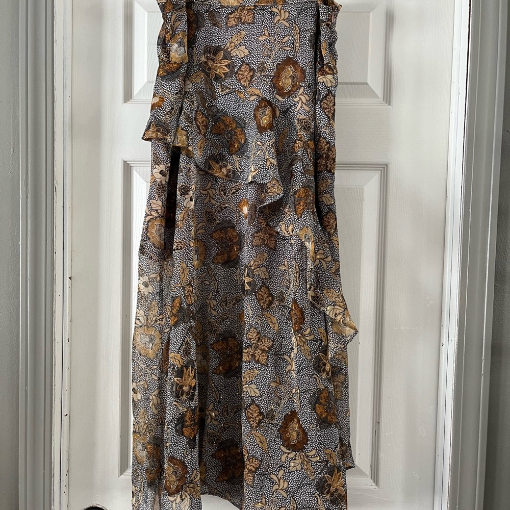 Dress Forum Long Skirt in Brown and Cream Floral